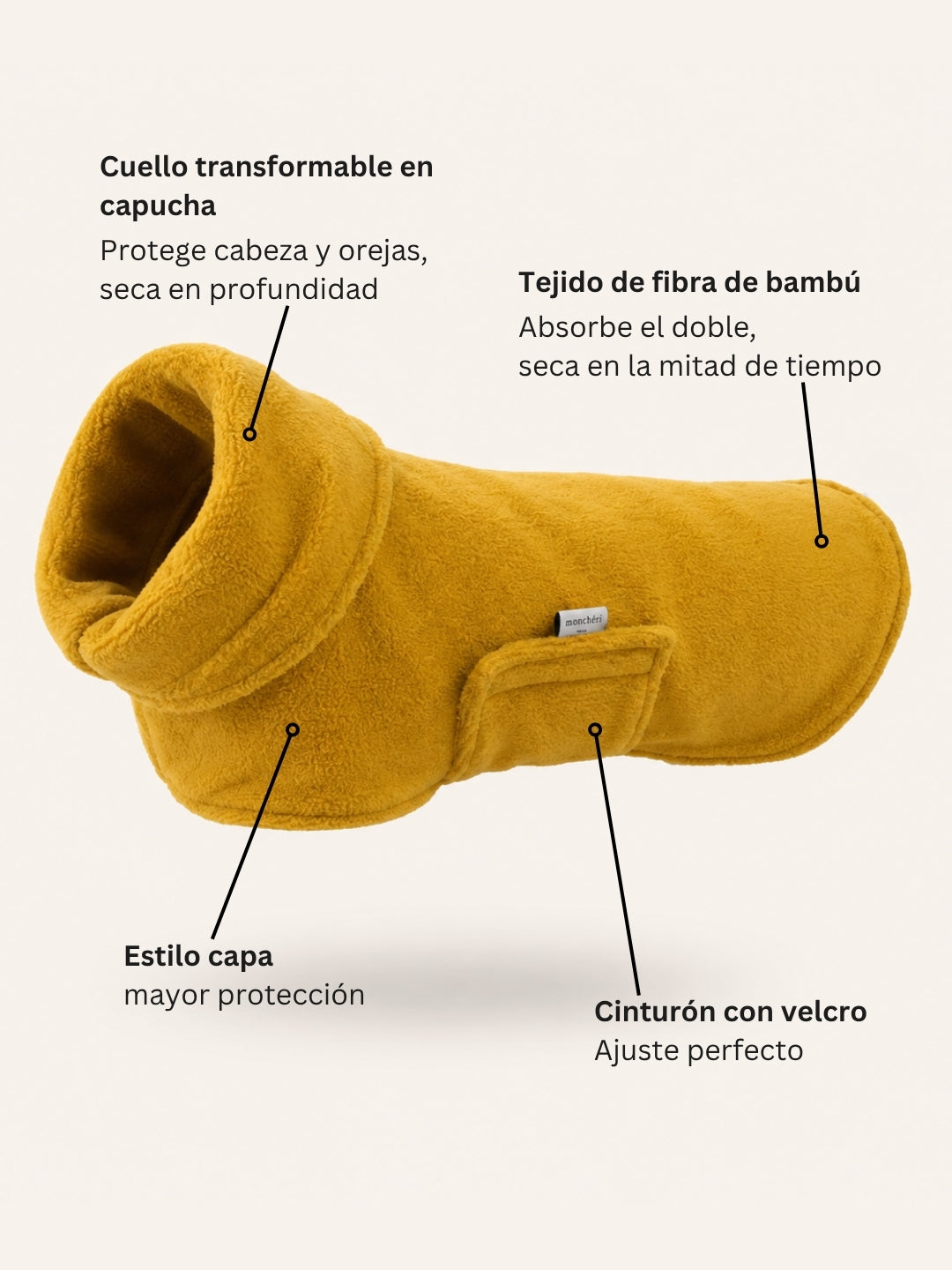 Albornoz para perros mostaza